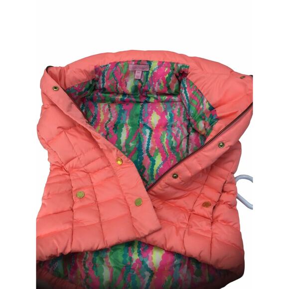 Lilly Pulitzer Isabelle Puffer Vest Size XXS Pink/Orange Women’s Girl’s - Picture 9 of 16